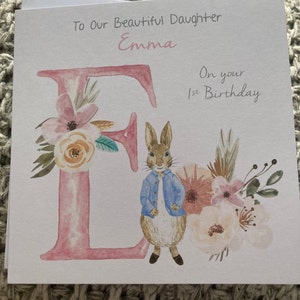 LOVELY WORDED FANTASTIC COLOURFUL BUNNY SON 1 TODAY 1ST BIRTHDAY GREETING CARD 