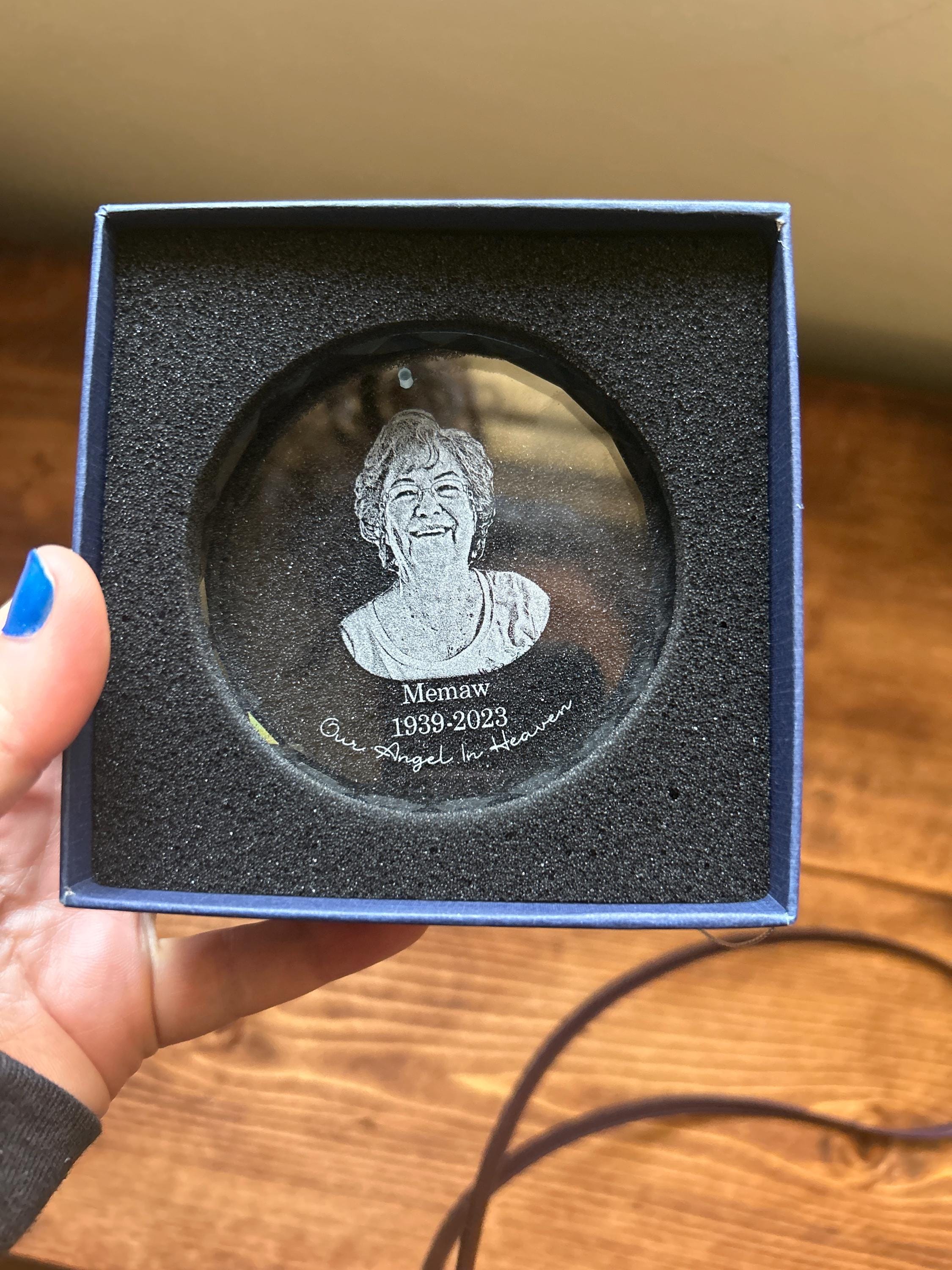 Personalized Memorial Crystal Ornament, Engraved Photo Christmas Ornament, Loss of Father Gift, Sympathy Gift, Remembrance Gift