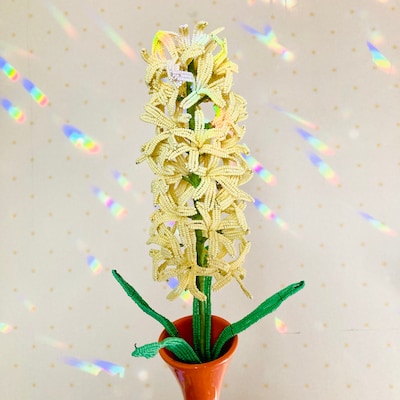 Walther&co brass white beaded hyacinth flower main image 1