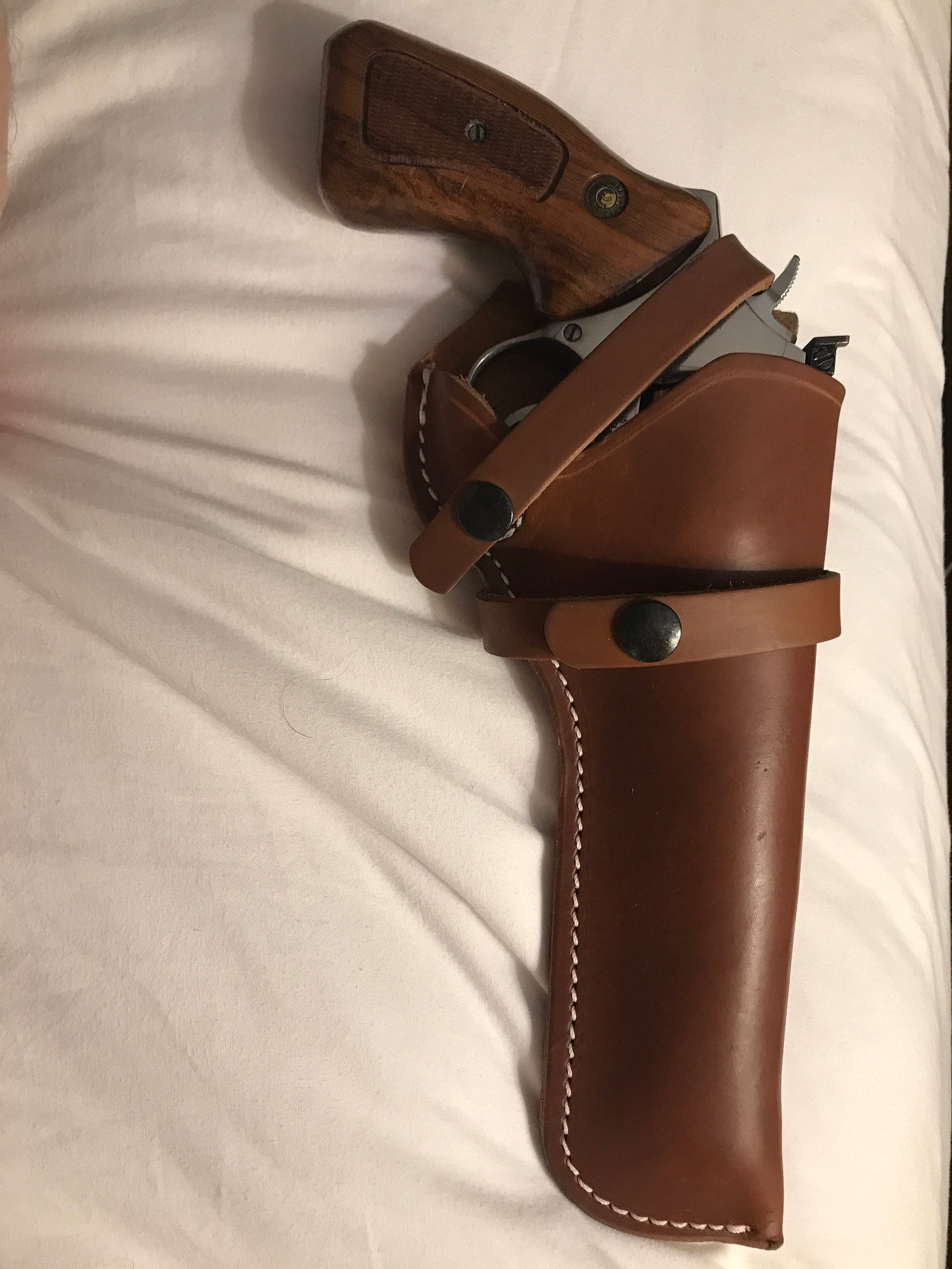 Western Leather Field Holster Fits S&W 586 686 66 19 10 Ruger GP100 Taurus 627 Colt Python King Cobra 6&quot;