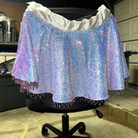 Shiny 5mm Sequin On A 2 Way Stretch Velvet (1 Yard, Coral Pink) main image 0