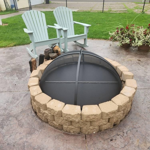 Lift off Dome Fire Pit Safety Screen 304 Stainless Mesh Steel, Round ...