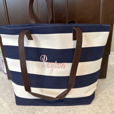 Personalized Birthday Gift Bag, Monogrammed Beach Tote Bag, Custom Name ...
