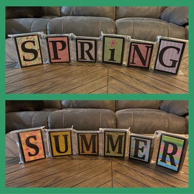 Wood Spring Blocks, Reversible Sign, Spring Decor, Spring Decoration ...