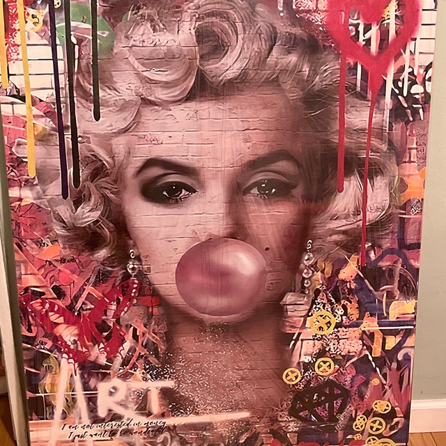 Panther Print Kunstdruk op canvas, Marilyn Monroe, Pink Bubble Gum, 61 x 40,6 cm : Panther Print Panther Print Kunstdruk op canvas, Marilyn Monroe, Pink Bubble Gum, 61 x 40,6 cm : Panther Print