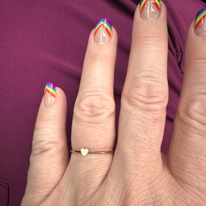 Customer photo, Tiny Heart Stacking Ring