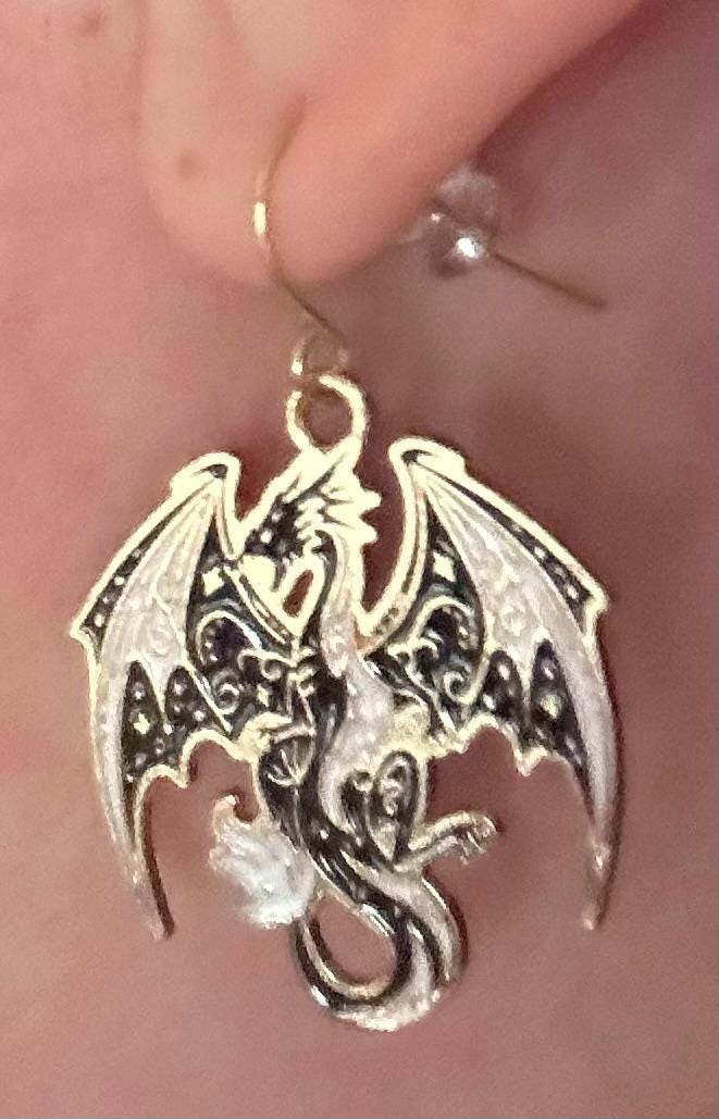 Black and Gold Fourth Wing Dragon Earrings