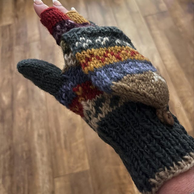 Women's Knitted Fair Isle Glove Mitts: 100% Wool | Pachamama - Etsy