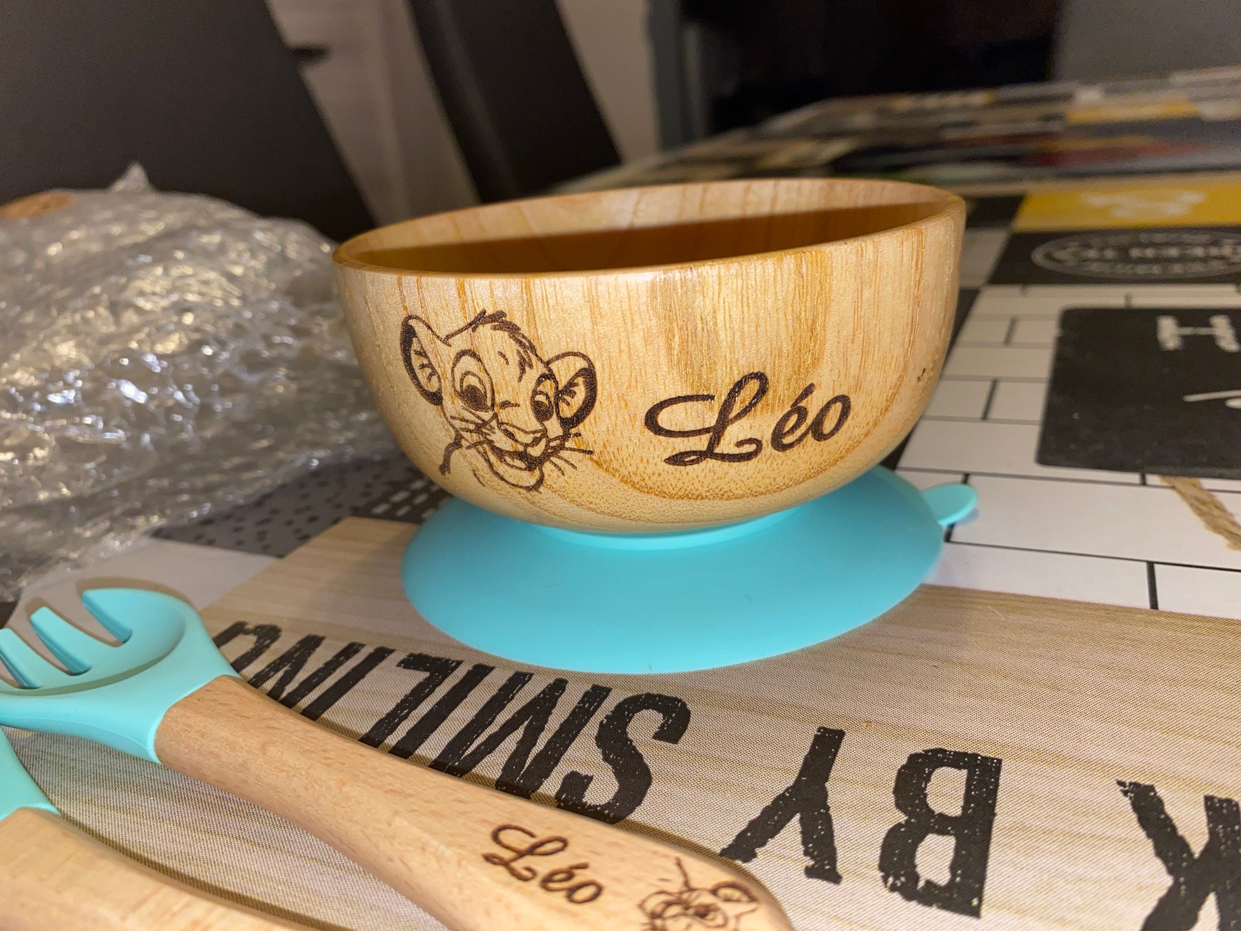 Personalized baby bowl and cutlery