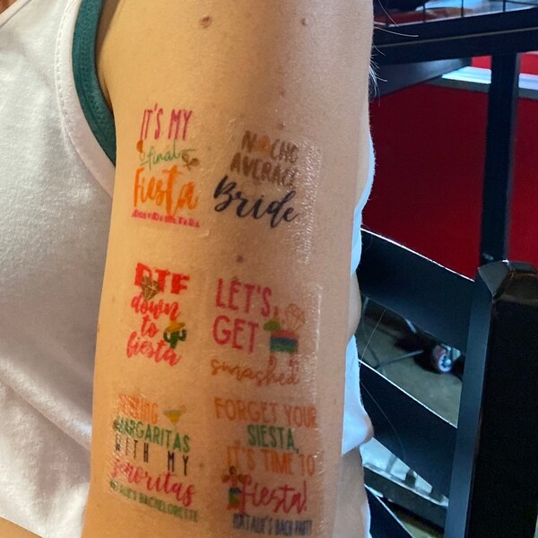 Fiesta Theme Bachelorette Party Temporary Tattoos- W/ FREE Party Print ...