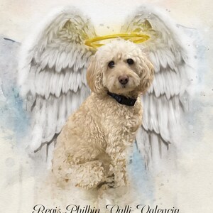 Pet Loss Memorial Portrait With Angel Wings and Halo,deceased Pet, Dog ...