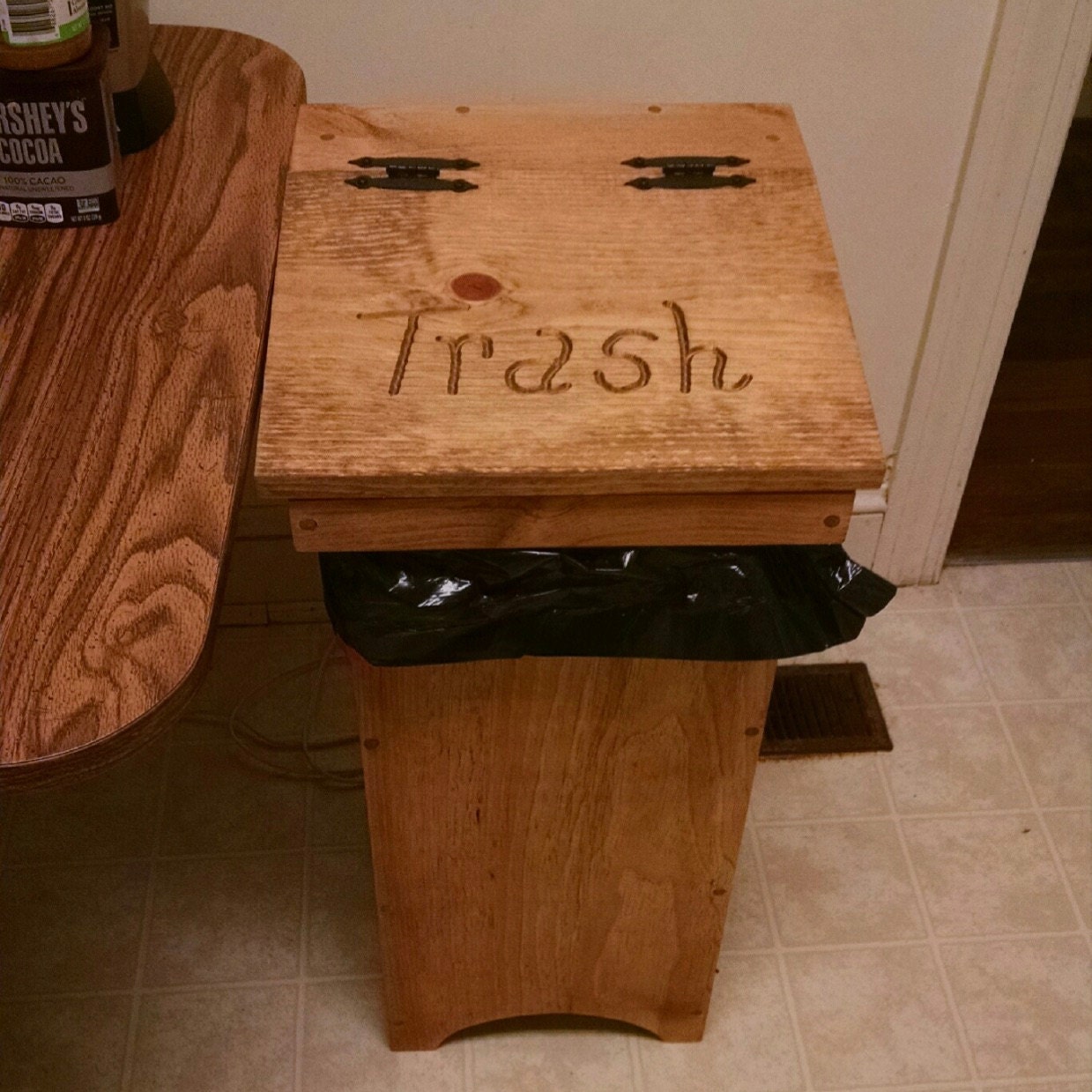Wooden Trash Bin,Kitchen Trash Bin,Farmhouse Decor,Country Decor