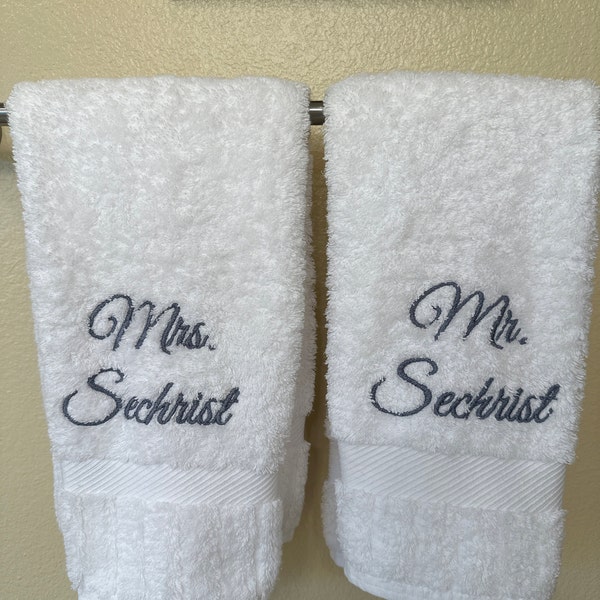 Personalized Mr. and Mrs. Bath Towel, Custom Mr. and Mrs. Embroidered ...