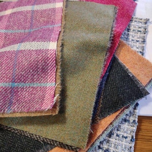 Tweed Fabric Patchwork Patches 20 Squares 23 Cm X 23 Cm 100% Pure Wool ...