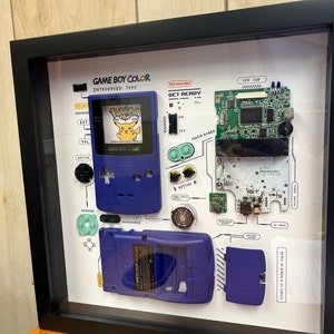 Framed Nintendo Game Boy Color GBC Disassembled Game Console Framed Nintendo Game Boy Color GBC Disassembled Game Console