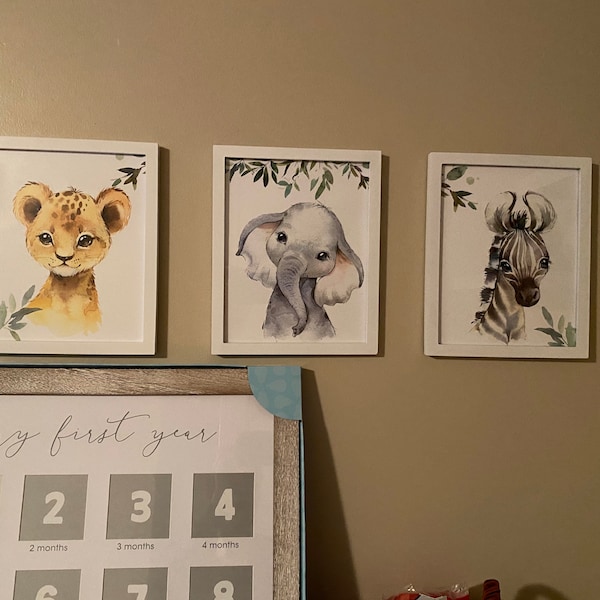 Safari Nursery Prints, Set of 3 Prints, Jungle Nursery Wall Decor ...