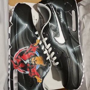 Custom Painted Nike Air Max 90 Thunderdome Techno Sneaker Art