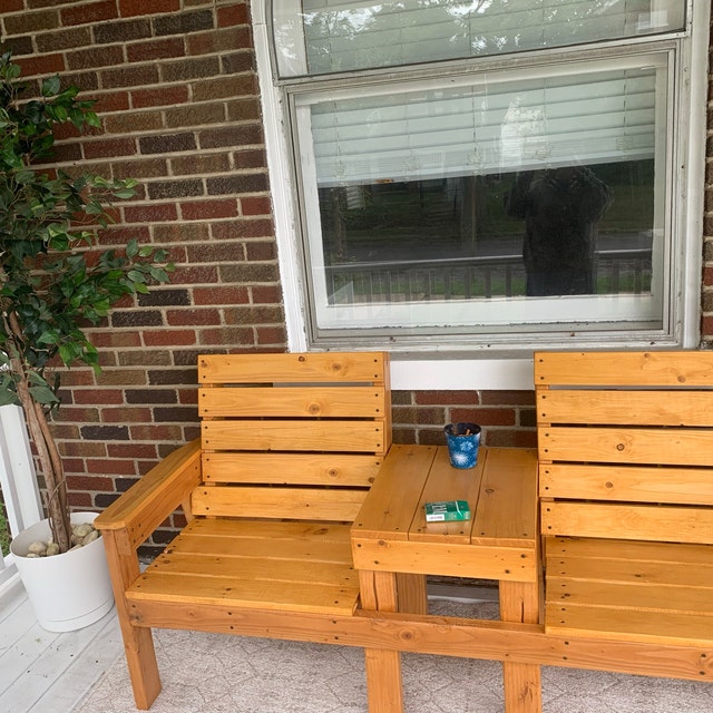 Large Double Chair Bench With Table Plans Etsy