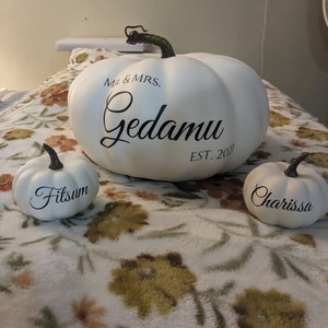 Personalized Pumpkin, Fall Wedding Decor, Custom White Pumpkin, Guest ...