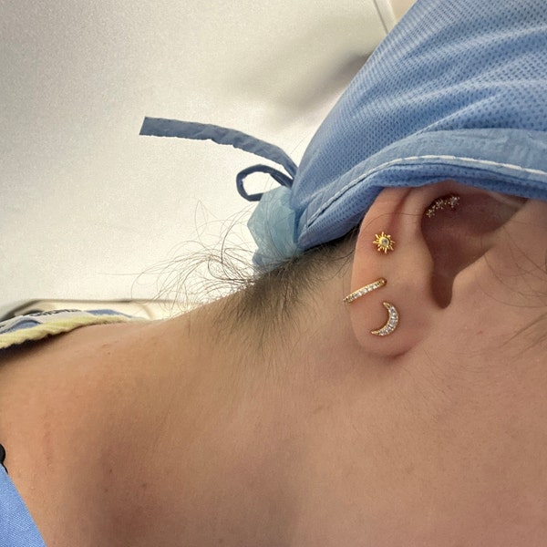 20G Tiny Sun Labret Flat Back Stud • Solid 925 Sterling Silver • Sun ...