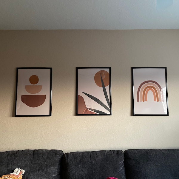 Wall Art Set of 5, Abstract Boho Art Set of 5 Prints Bundle, Terracotta ...