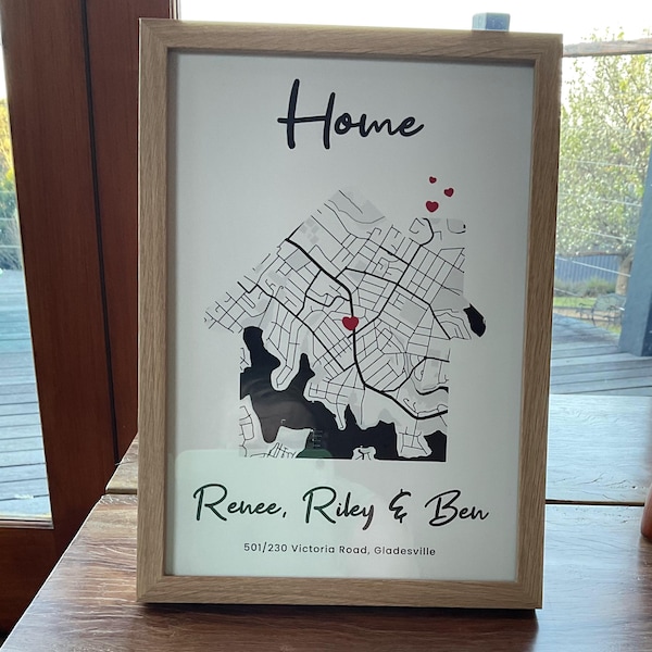 Personalised Housewarming Gift, Custom First Home Map Print New Home ...