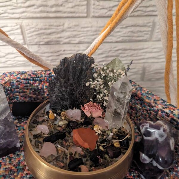 Soul Healing Intention Candle Packed With Crystals, Herbs and Flowers ...