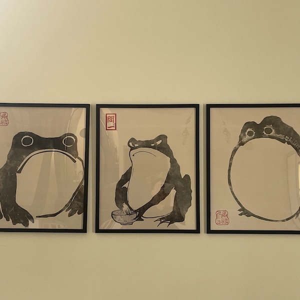 Japanese Frog Matsumoto Hoji Toad Set of 3 Woodblock Art Print ...