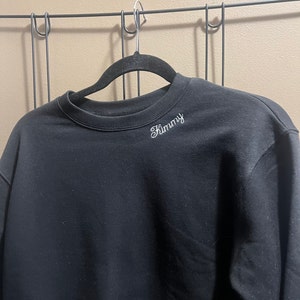 SEmbroideredBoutique Monogrammed Crewneck Sweatshirt Neckline Script Name| Personalized Crew Neck Pullover Embroidered on Neckline | Embroidered Sweatshirt