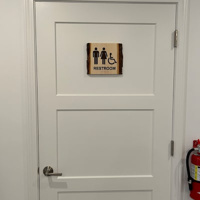 ADA Live Edge Wood Restroom Sign Solid Timber Wooden Signage 8x8 Size ...