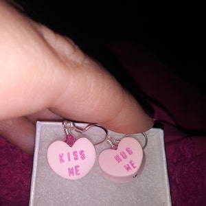 Conversation Heart Valentine Dangle Earrings You Pick Color - Etsy