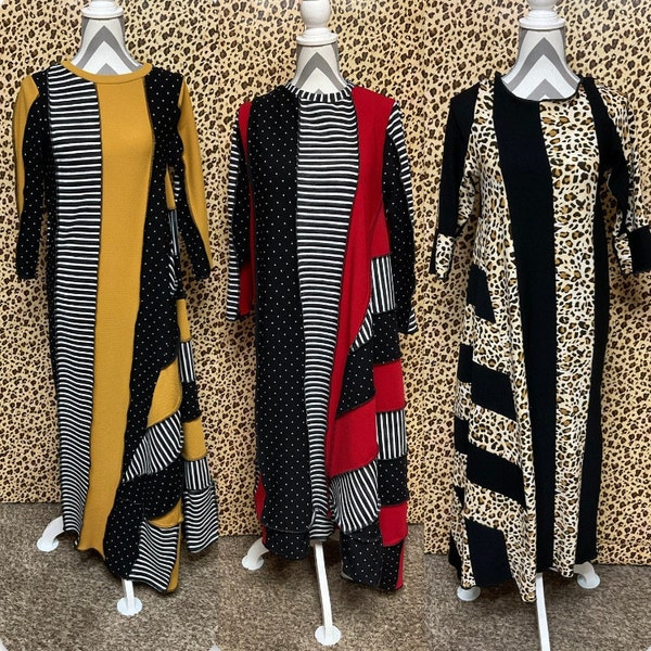 COLOR BLOCK LEOPARD LONG DRESS WITH POCKET main image 1