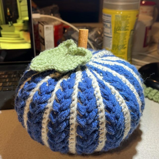 A customer's finished Wheat Stitch Pumpkin Spice Crochet Trio Pattern