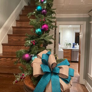 Rustic Burlap Christmas Bow Christmas Holidays Script Burlap | Etsy