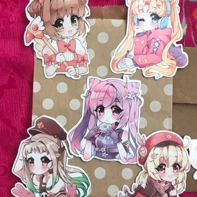 Sakura Anime Girl Waterproof Vinyl Sticker Pack Laminated Kawaii ...