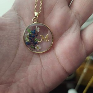 Personalized Gift Real Flower Sterling Silver Necklace| Initial