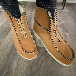 mens leather slip on house shoes