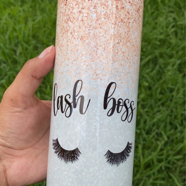 20 Oz Skinny Tumbler Pink Faux Glitter Wrap Tapered Straight Template ...