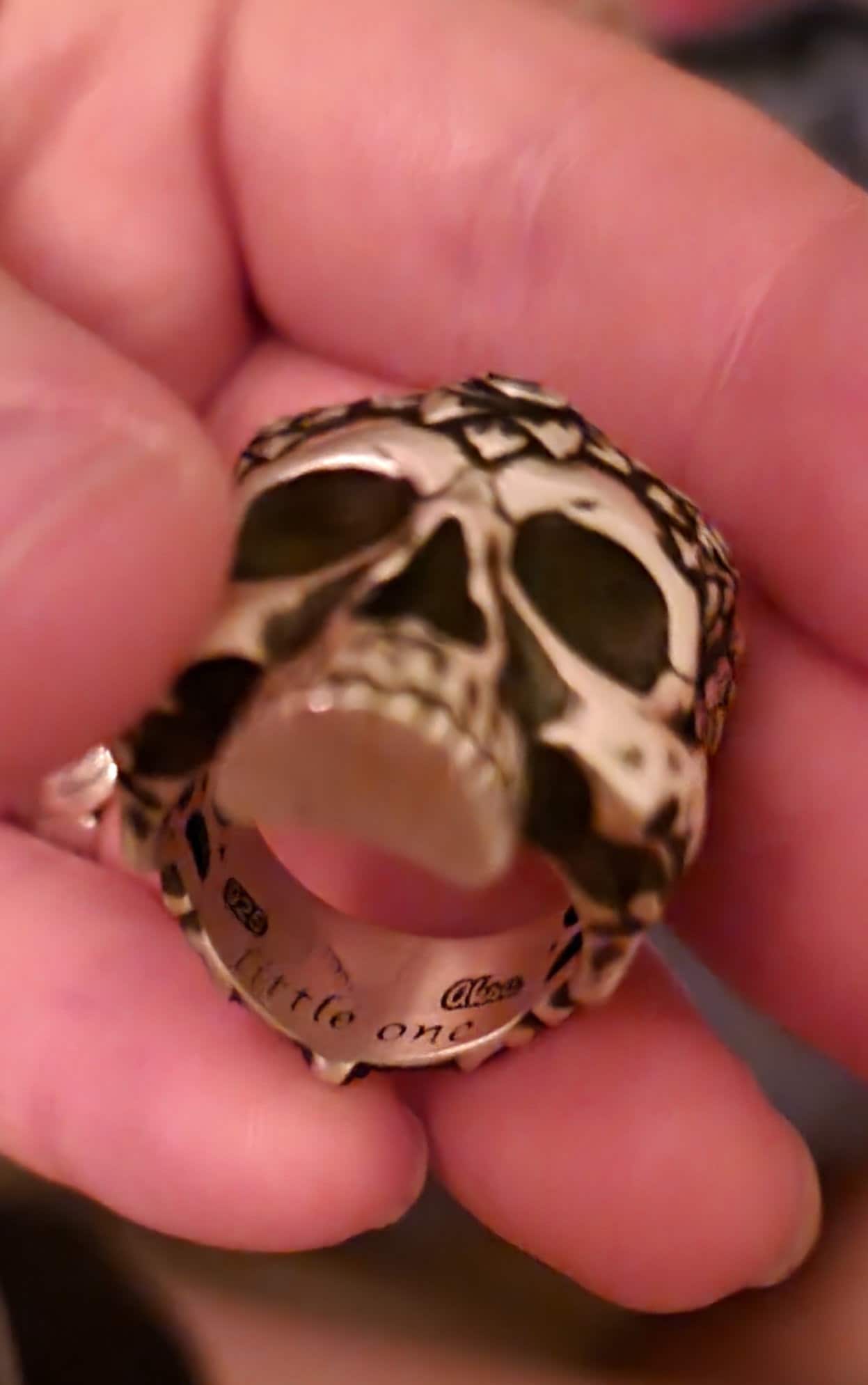 Personalized Skull Ring With Roses, Men Gift Ring, Men Biker Ring, Gothic Skeleton Ring Art, Halloween Skulls