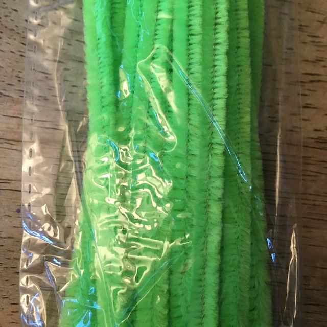 12 Plain Apple Green Chenille (Pipe Cleaner) 6MM Stems Choose Package  Amount (25)