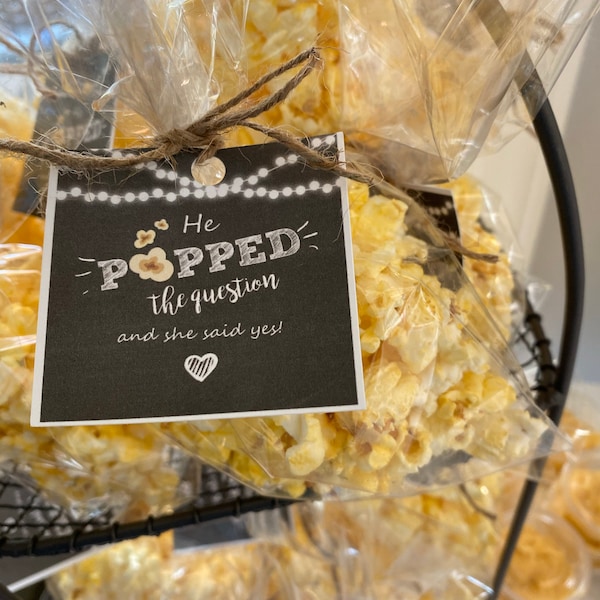 He Popped the Question Gift Tag Engagement Party Favor Tag Engagement ...