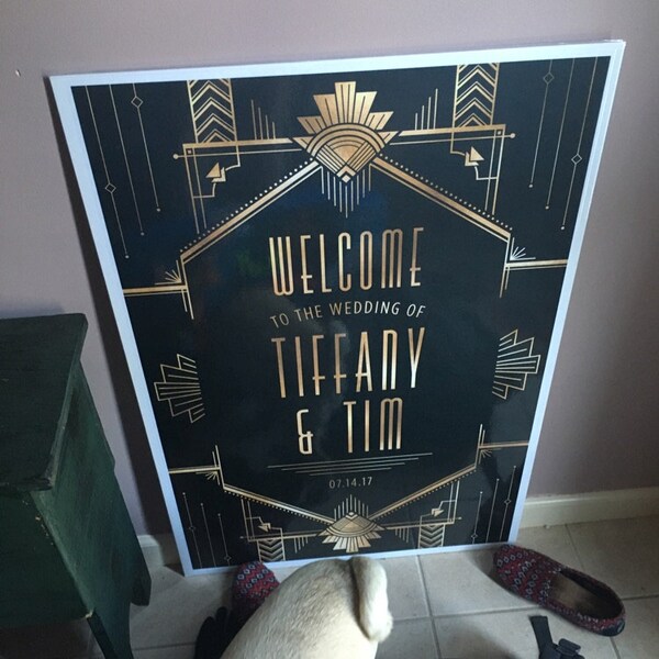 Gatsby Wedding Welcome Sign: Gold Art Deco 1920s Reception Poster ...