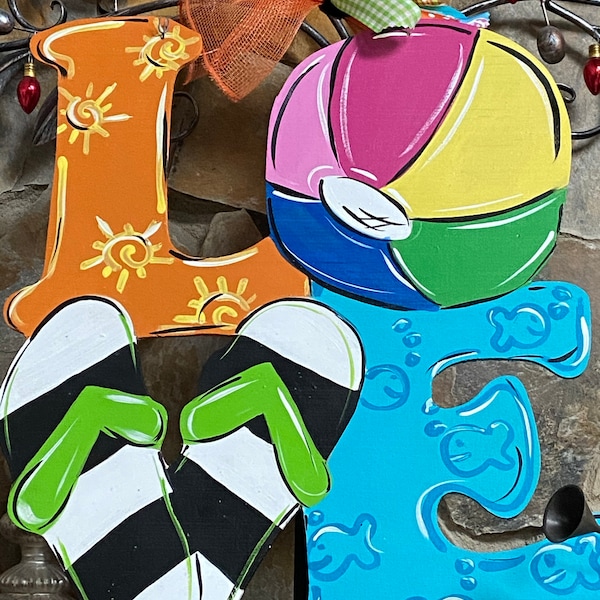 Summer Sign | Flip Flop Door Hanger | Wooden Sign | Hand Painted Sign ...