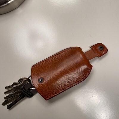 Leather Key Holder With Pull Strap Keychain Key Pouch Handmade Key Case ...