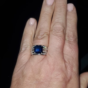 Channel Set Enhancer Ring, Princess Cut Colorless Moissanite Engagement Ring, Aggie Wedding Ring Jacket In 14K White Gold, Wrap Guard Ring