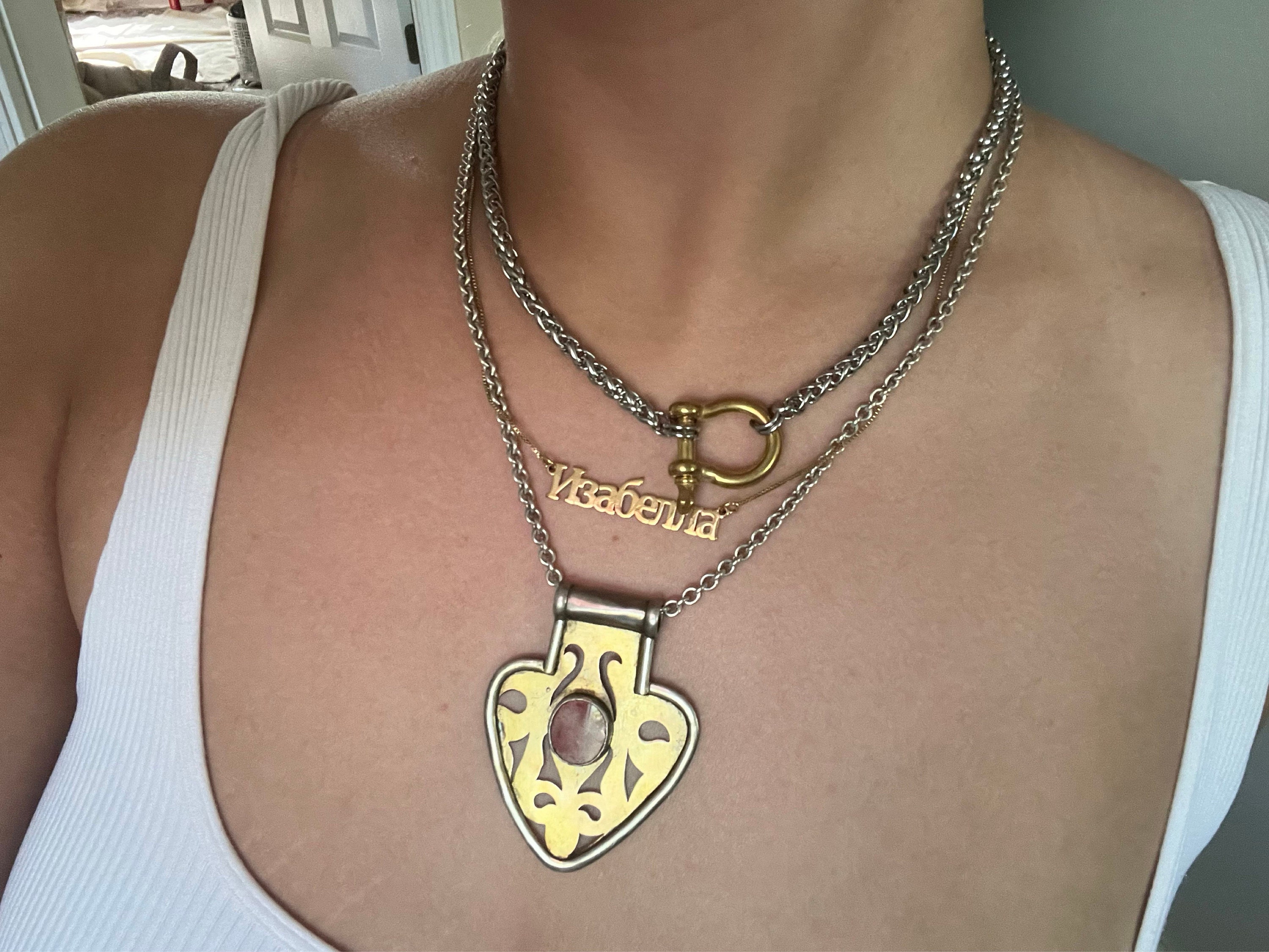 Horseshoe Shackle Stainless Steel Necklace - Chunky Choker Necklace - Bold Necklace - Punk Jewelry - Statement Piece - Carabiner Necklace