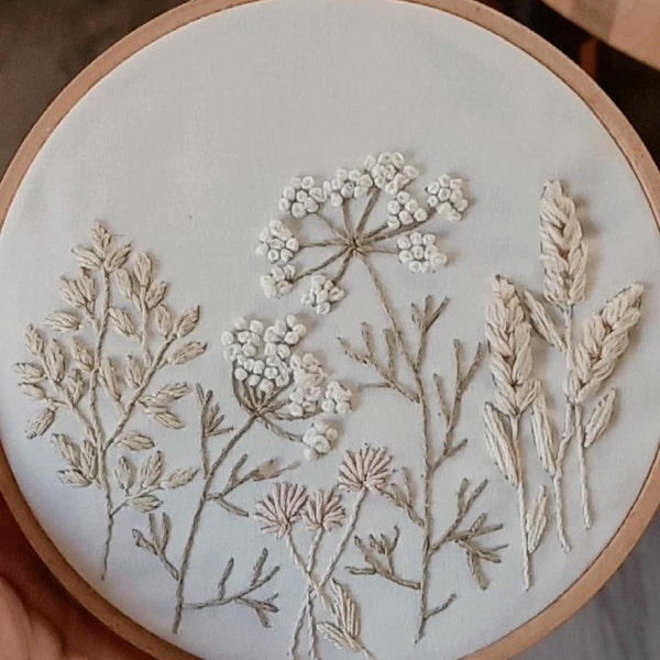 Wildflowers Embroidery Pattern + Video Tutorial, Beginner Embroidery ...