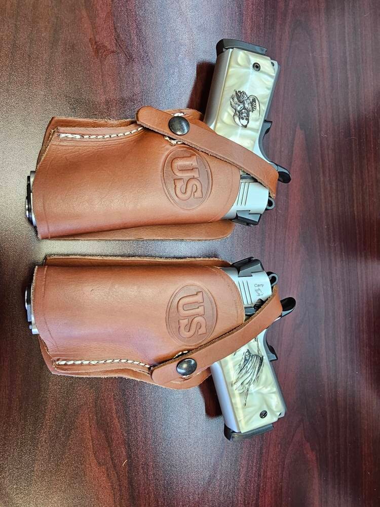 Western Leather Wild Bunch Style Holster Fits Colt Springfield Ruger RIA Remington Taurus 45 Model 1911