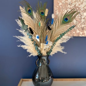 Large 60cm or 90cm Pampas Bouquet With Peacock Feathers - Etsy UK