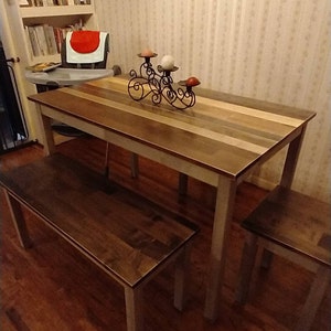 Solid Wood Dining Table the Westley Farmhouse Kitchen Table Set Small Kitchen Table Sustainably ...